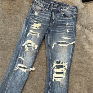 American Eagle Outfitters Ripped Blue Jegging Jeans